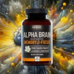 Examination of Alpha Brain's cognitive enhancement effects, highlighted through a yellow, grey, and white color scheme