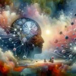 An abstract representation of Flmodafinil's nootropic benefits and potential side effects on neural connections.