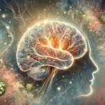 An artistic representation of the brain being enhanced by nootropic compound in hops.