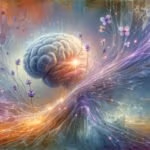 An artistic interpretation of neural connections in the brain being enhanced by the nootropic compound lavender.