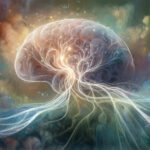 An artistic interpretation of neural connections in the brain being enhanced by the nootropic compound of oyster mushrooms.