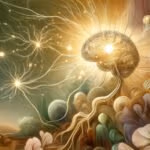 An artistic interpretation of neural connections being enhanced by the nootropic compound turmeric.