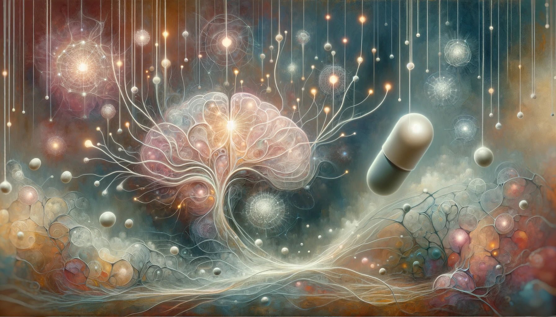 An artistic representation of nootropic effects on the brain from vitamin b1.