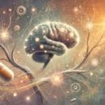 An artistic interpretation of neural connections in the brain being enhanced by a nootropic compound from Vitamin D.