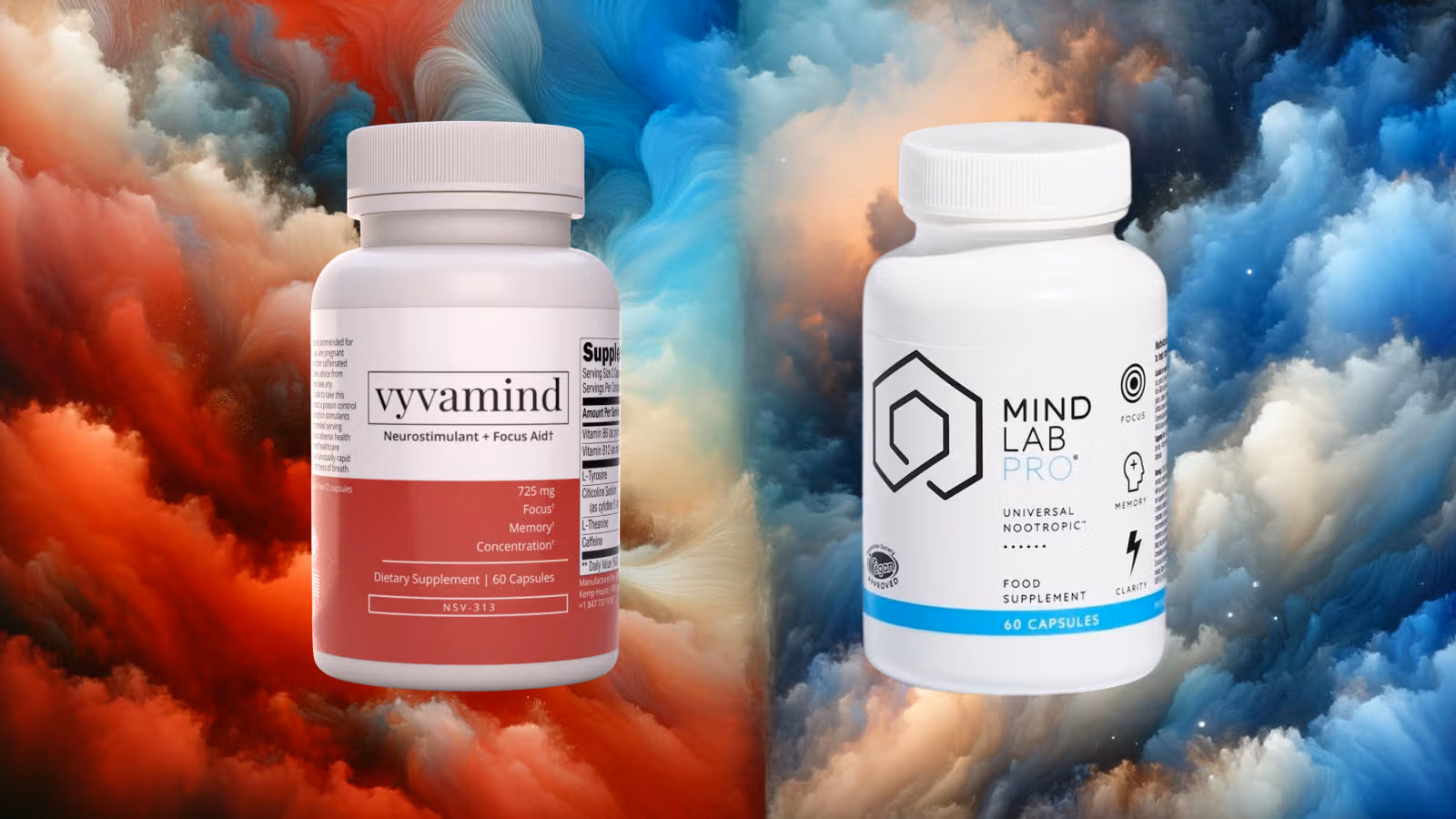 An abstract representation of the competition between Vyvamind and Mind Lab Pro in the field of cognitive enhancement.